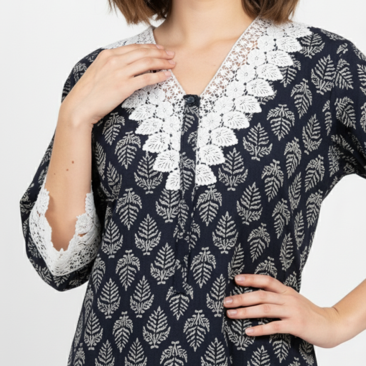 COTTON V NECK MAXI | NILOFER HADHI BRAND