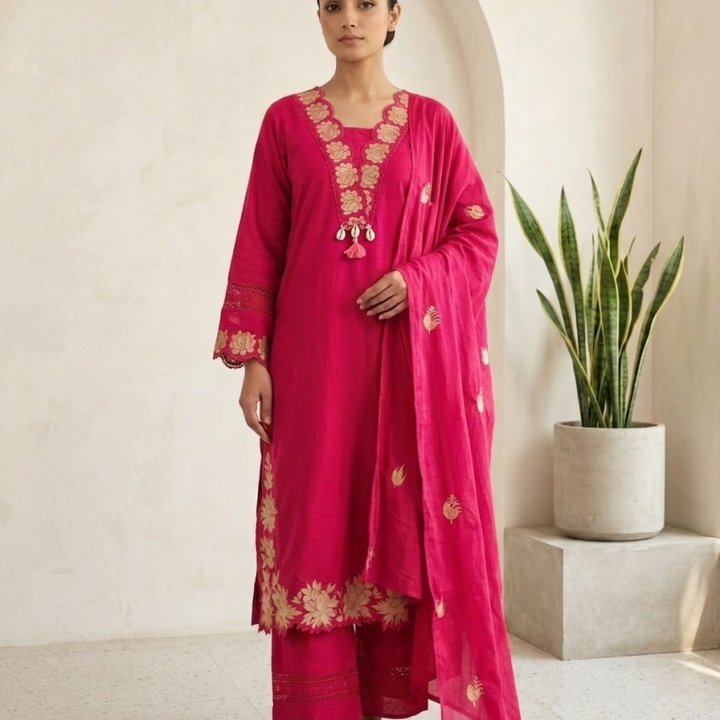 MAGENTA COTTON SALWAR SET
